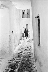 Woman in Mykonos Alley
